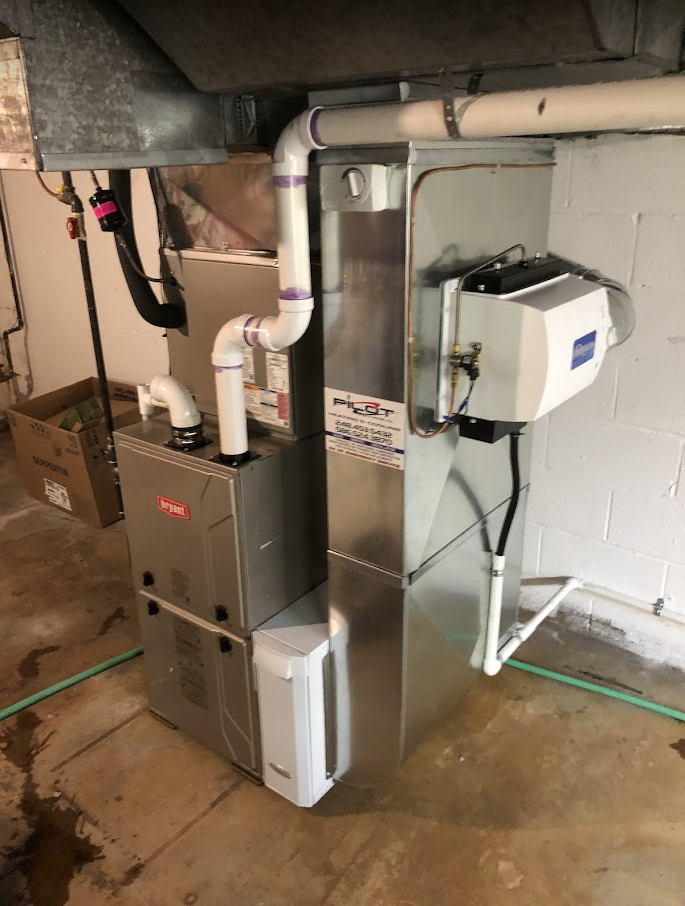 A heating furnace installed by Pilot Mechanical HVAC in Michigan. 